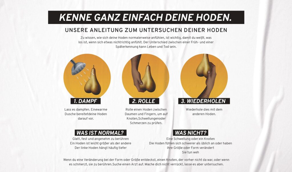 Die Initiative Movember hat eine Anleitung, wie Hodenkrebs erkannt werden kann