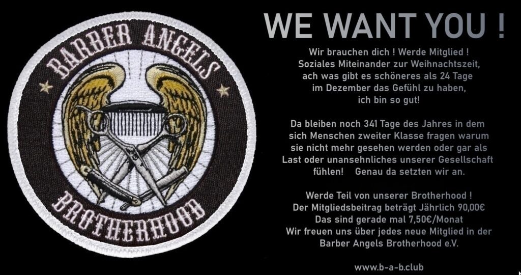 Kutte, Kamm und Menschlichkeit - 9 Jahre Barber Angels Brotherhood e.V. 5 Die Barber Angels Brotherhood sucht neue Mitglieder